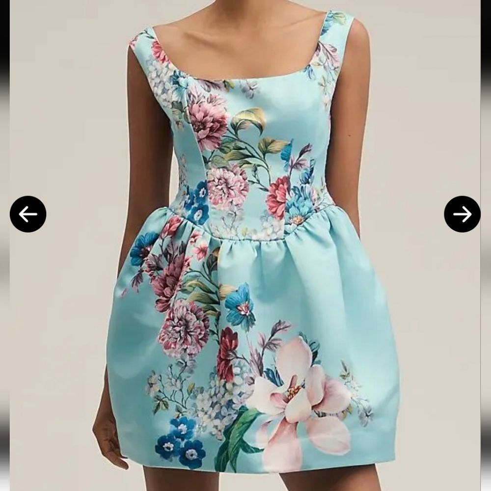ANTHROPOLOGIE Maeve Floral Satin Dress size M 8 10 - Picture 2 of 11